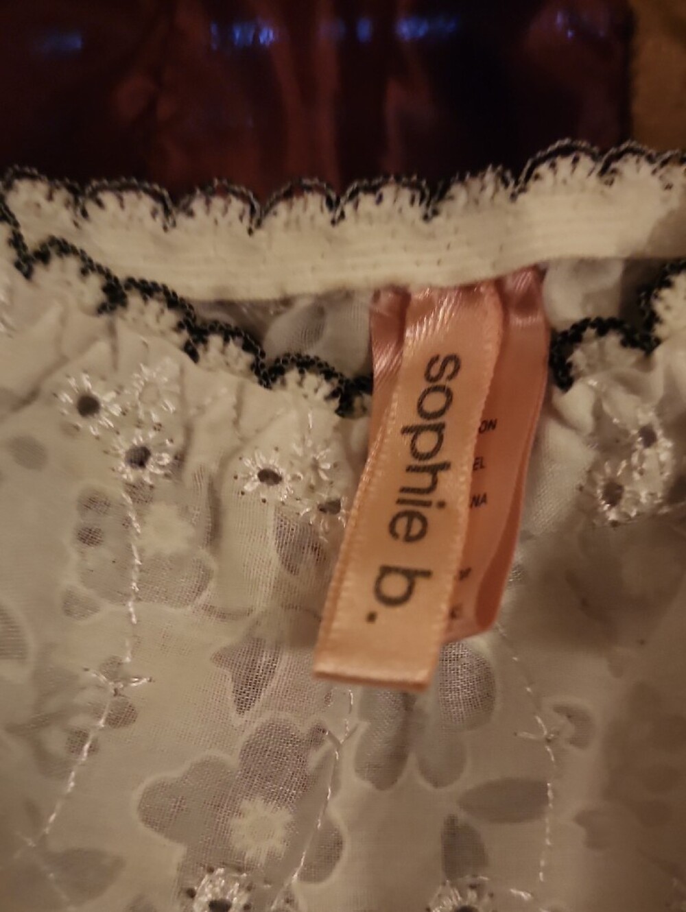sophie b. White Eyelet Chemise with Black Ribbon Detail - Picture 2 of 7